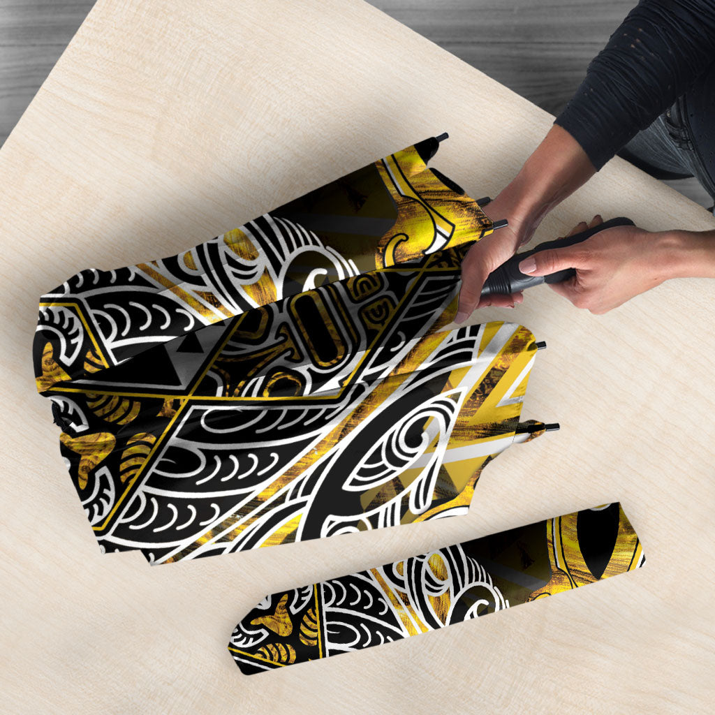 Aotearoa Ngati Whatua Umbrella Maori Tribal Gold Paua Shell Pattern DT05 - Polynesian Pride