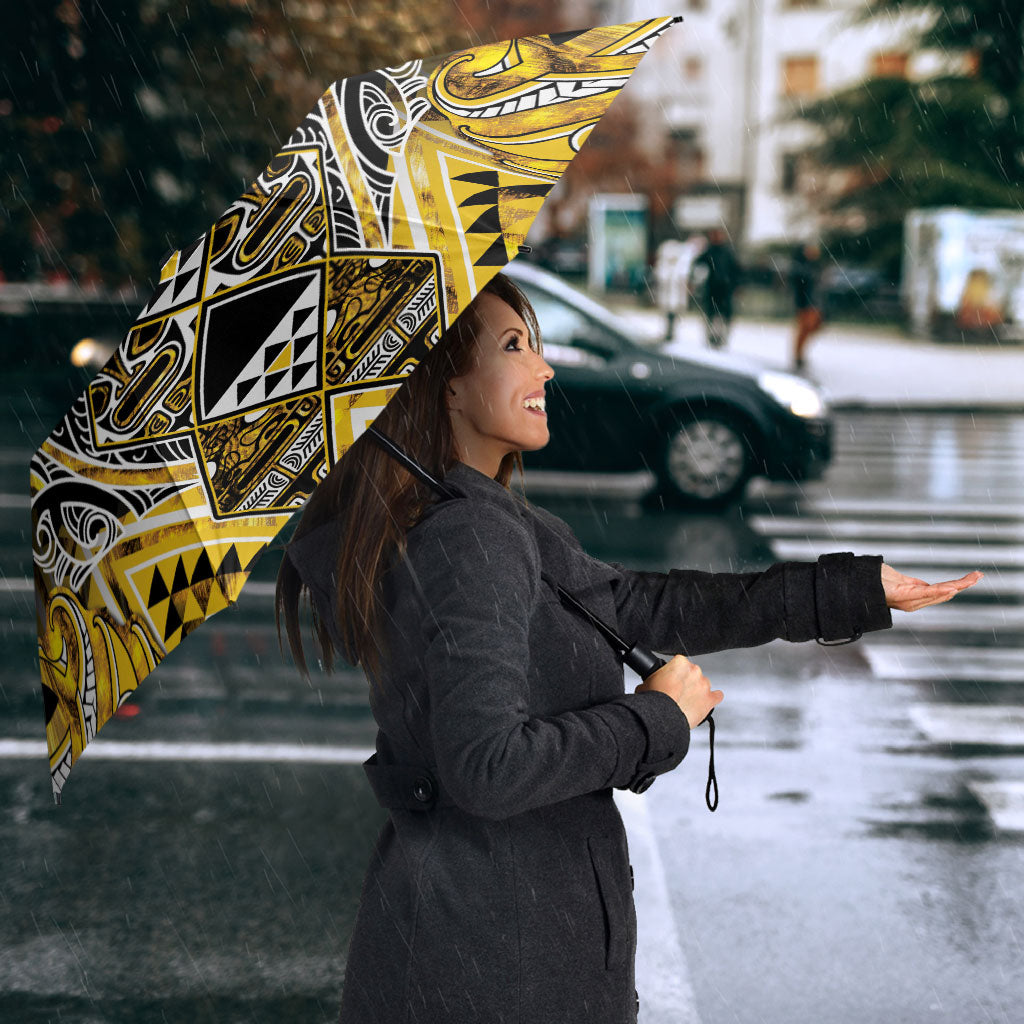 Aotearoa Ngati Whatua Umbrella Maori Tribal Gold Paua Shell Pattern DT05 - Polynesian Pride