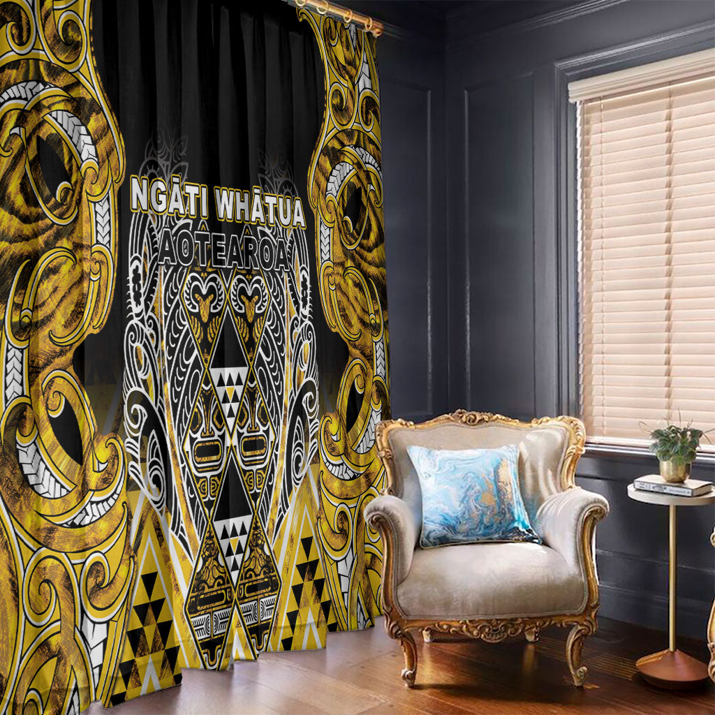 Aotearoa Ngati Whatua Window Curtain Maori Tribal Gold Paua Shell Pattern DT05 - Polynesian Pride