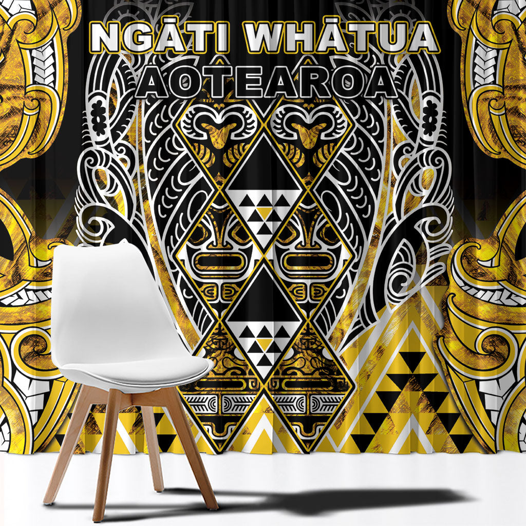 Aotearoa Ngati Whatua Window Curtain Maori Tribal Gold Paua Shell Pattern DT05 - Polynesian Pride