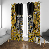 Aotearoa Ngati Whatua Window Curtain Maori Tribal Gold Paua Shell Pattern DT05 With Grommets Yellow - Polynesian Pride