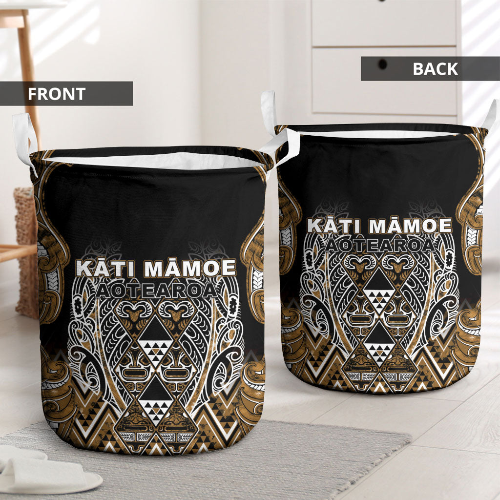 Aotearoa Kati Mamoe Laundry Basket Maori Brown Tribal Paua Shell Pattern DT05 - Polynesian Pride
