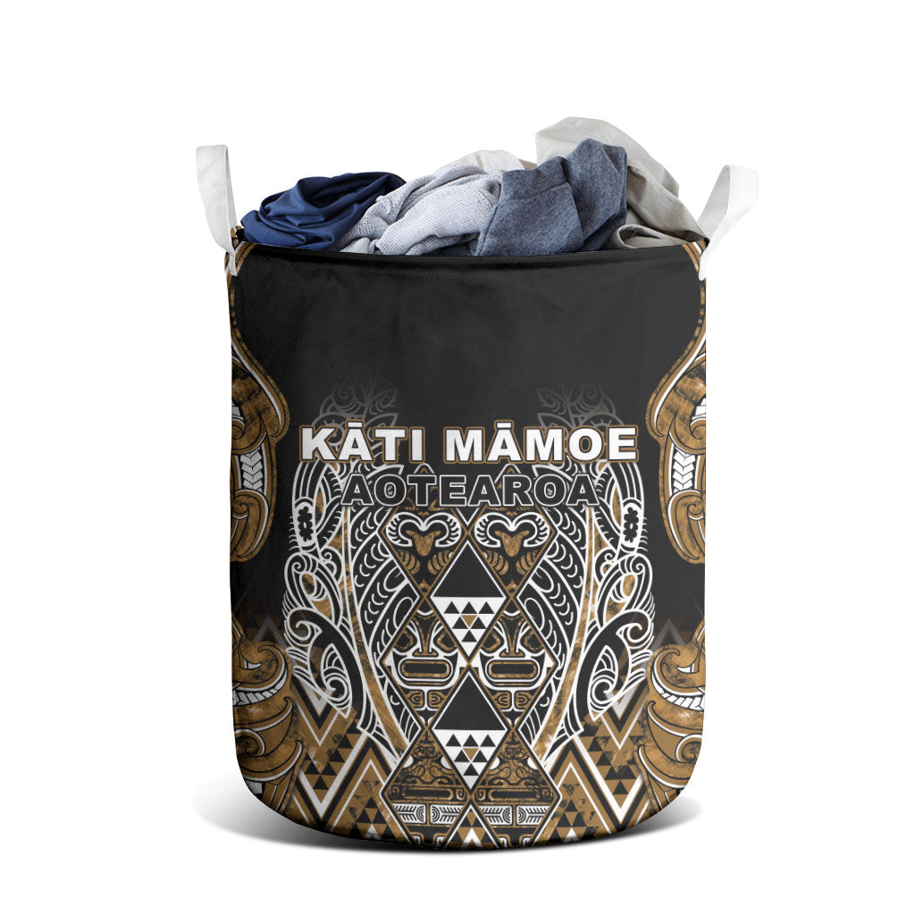 Aotearoa Kati Mamoe Laundry Basket Maori Brown Tribal Paua Shell Pattern DT05 - Polynesian Pride