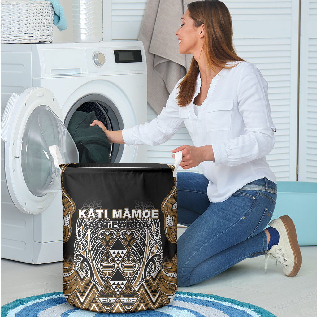 Aotearoa Kati Mamoe Laundry Basket Maori Brown Tribal Paua Shell Pattern DT05 - Polynesian Pride