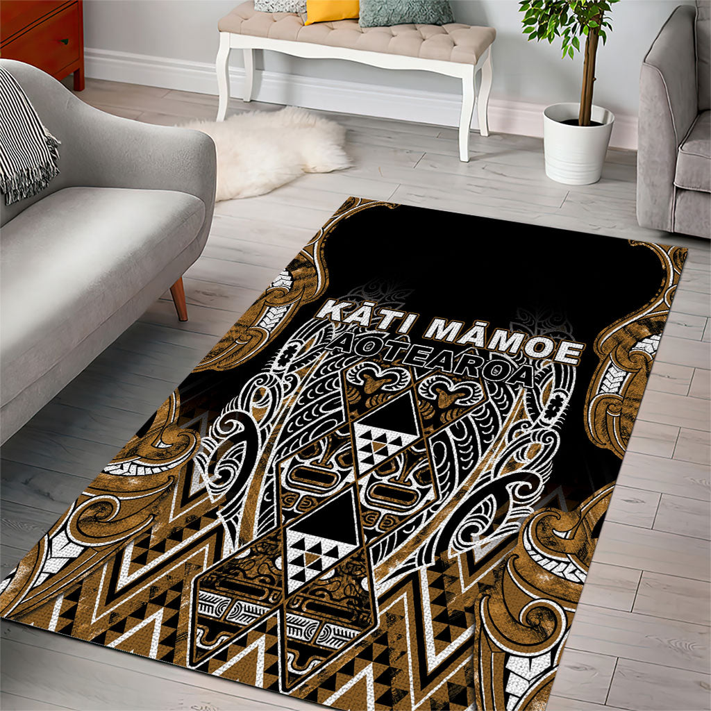 Aotearoa Kati Mamoe Area Rug Maori Brown Tribal Paua Shell Pattern DT05 - Polynesian Pride