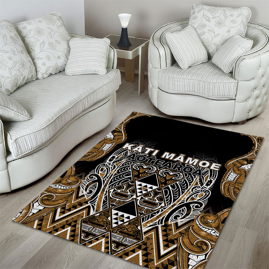 Aotearoa Kati Mamoe Area Rug Maori Brown Tribal Paua Shell Pattern DT05 - Polynesian Pride