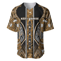 Aotearoa Kati Mamoe Baseball Jersey Maori Brown Tribal Paua Shell Pattern DT05 Brown - Polynesian Pride