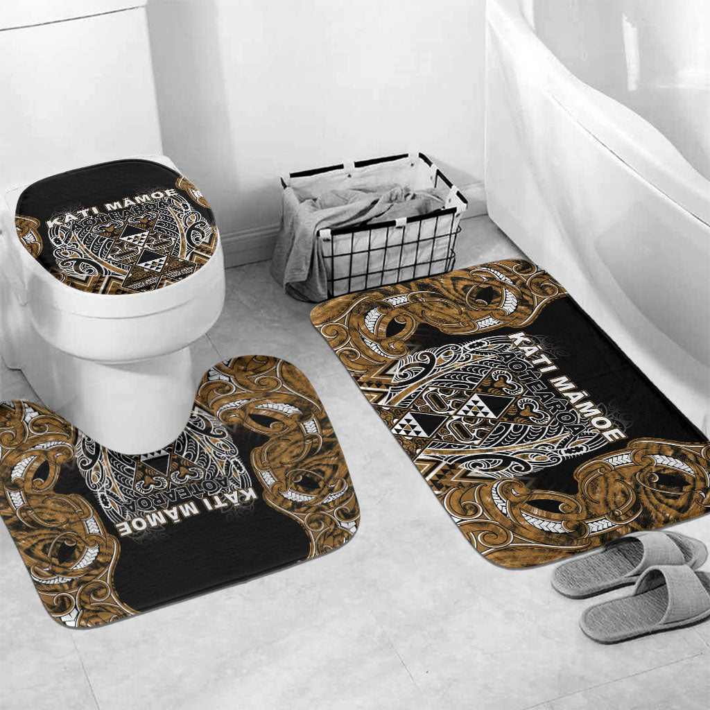 Aotearoa Kati Mamoe Bathroom Set Maori Brown Tribal Paua Shell Pattern DT05 Mat Set Only (3 pcs) One Size Brown - Polynesian Pride