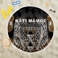 Aotearoa Kati Mamoe Beach Blanket Maori Brown Tribal Paua Shell Pattern DT05 One Size 150cm Brown - Polynesian Pride