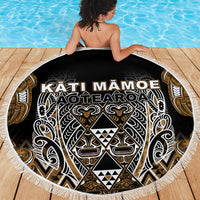 Aotearoa Kati Mamoe Beach Blanket Maori Brown Tribal Paua Shell Pattern DT05 - Polynesian Pride