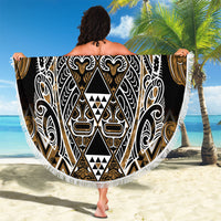Aotearoa Kati Mamoe Beach Blanket Maori Brown Tribal Paua Shell Pattern DT05 - Polynesian Pride