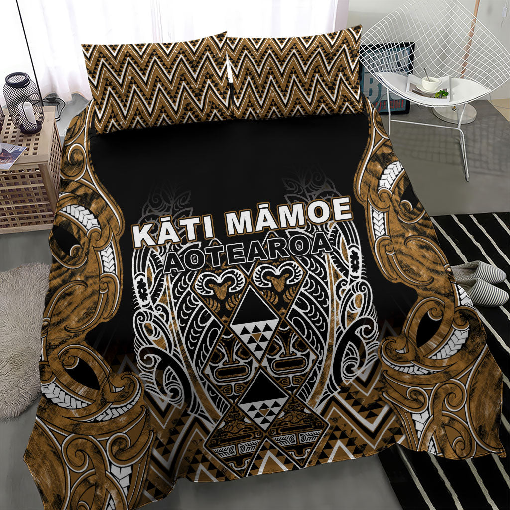 Aotearoa Kati Mamoe Bedding Set Maori Brown Tribal Paua Shell Pattern DT05 - Polynesian Pride