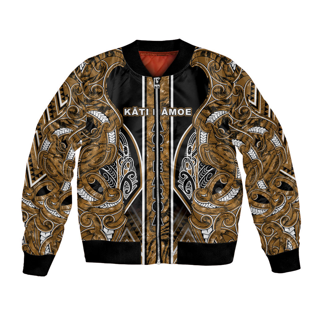 Aotearoa Kati Mamoe Bomber Jacket Maori Brown Tribal Paua Shell Pattern DT05 Unisex Brown - Polynesian Pride