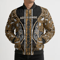 Aotearoa Kati Mamoe Bomber Puffer Jacket Maori Brown Tribal Paua Shell Pattern DT05 - Polynesian Pride