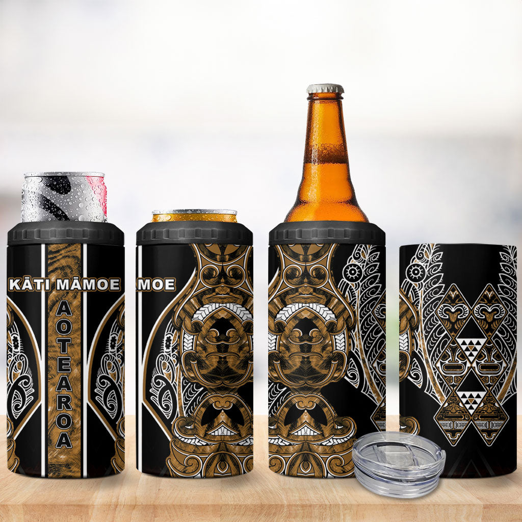 Aotearoa Kati Mamoe 4 in 1 Can Cooler Tumbler Maori Brown Tribal Paua Shell Pattern DT05 - Polynesian Pride