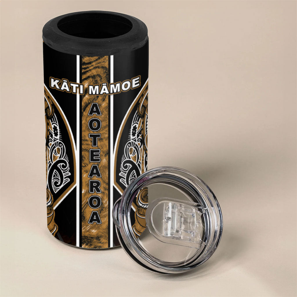 Aotearoa Kati Mamoe 4 in 1 Can Cooler Tumbler Maori Brown Tribal Paua Shell Pattern DT05 - Polynesian Pride