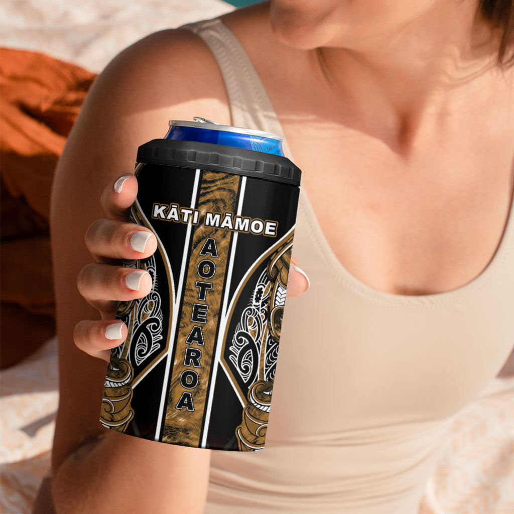 Aotearoa Kati Mamoe 4 in 1 Can Cooler Tumbler Maori Brown Tribal Paua Shell Pattern DT05 - Polynesian Pride