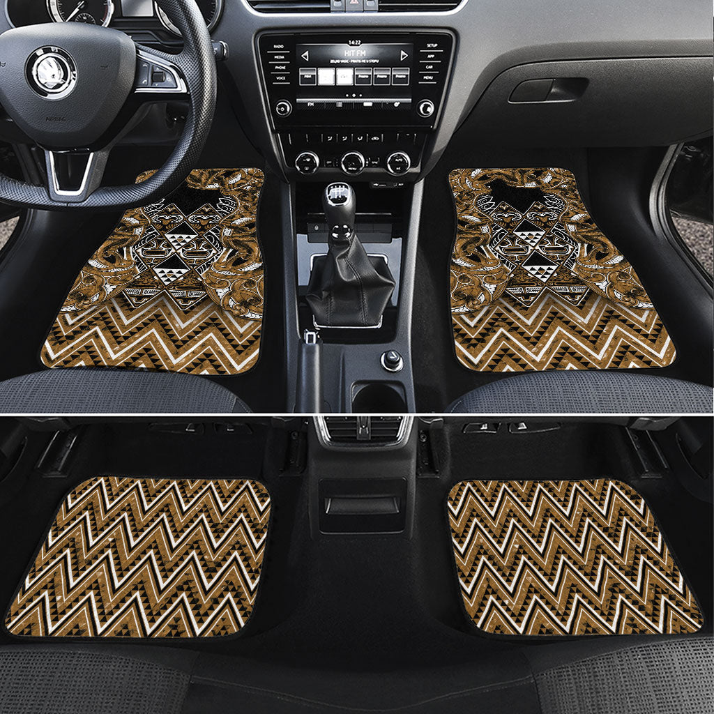 Aotearoa Kati Mamoe Car Mats Maori Brown Tribal Paua Shell Pattern DT05 Set 4pcs Brown - Polynesian Pride
