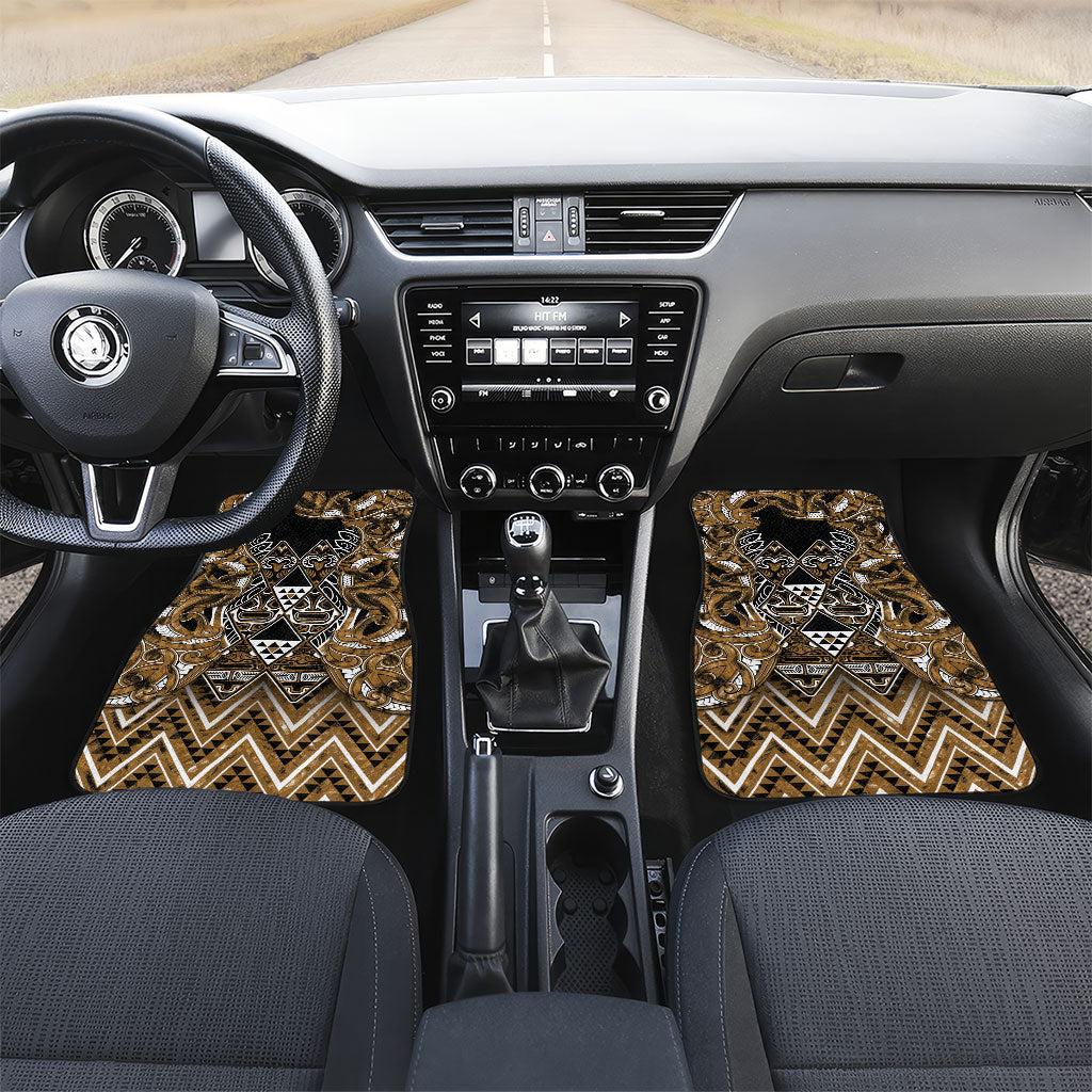 Aotearoa Kati Mamoe Car Mats Maori Brown Tribal Paua Shell Pattern DT05 Set 2pcs - Front Brown - Polynesian Pride