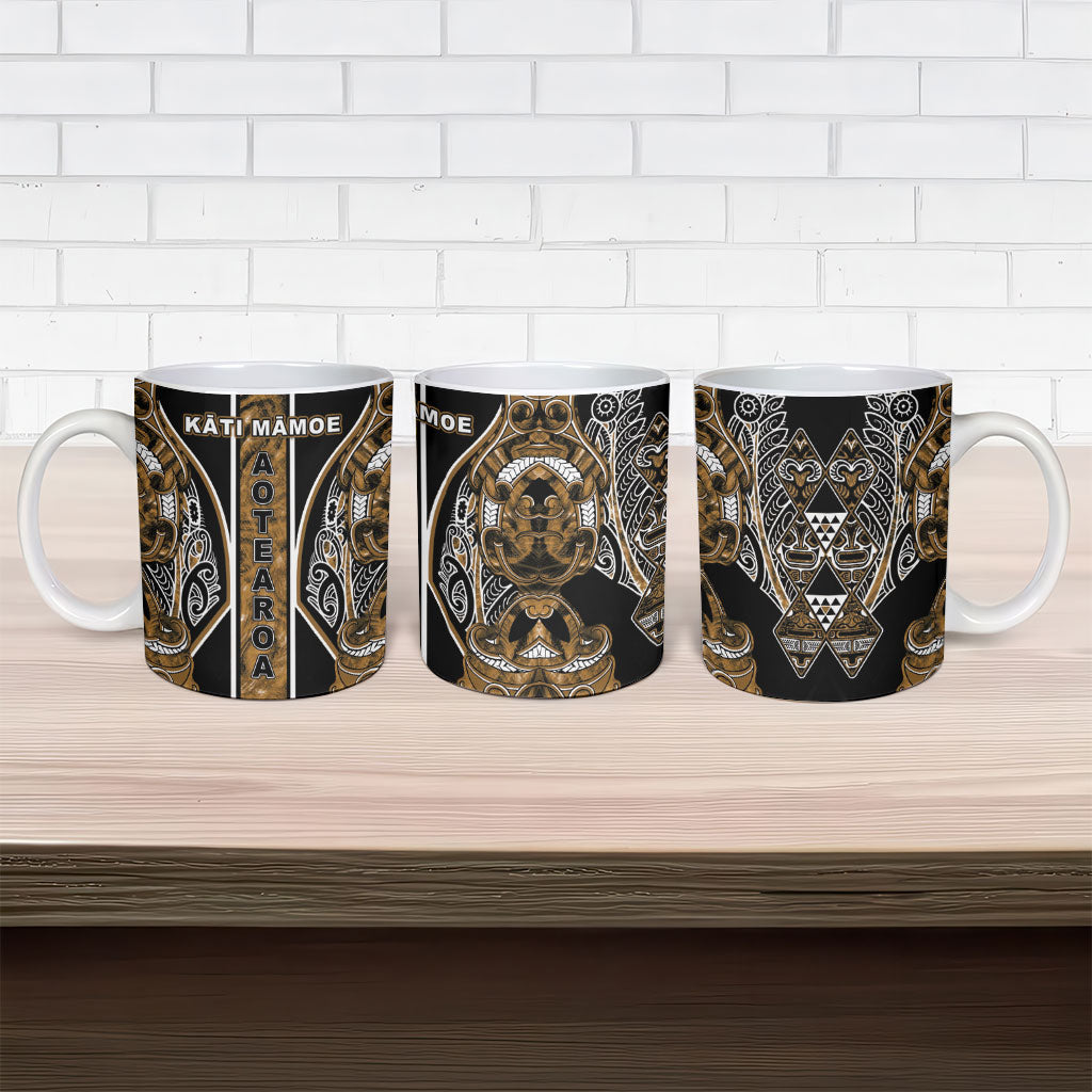 Aotearoa Kati Mamoe Ceramic Mug Maori Brown Tribal Paua Shell Pattern DT05 - Polynesian Pride
