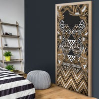 Aotearoa Kati Mamoe Door Cover Maori Brown Tribal Paua Shell Pattern DT05 - Polynesian Pride
