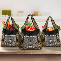 Aotearoa Kati Mamoe Grocery Bag Maori Brown Tribal Paua Shell Pattern DT05 3-pack One Size Brown - Polynesian Pride