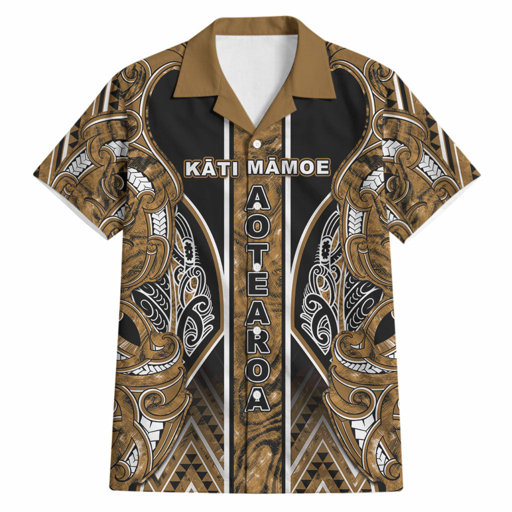 Aotearoa Kati Mamoe Hawaiian Shirt Maori Brown Tribal Paua Shell Pattern DT05 Brown - Polynesian Pride
