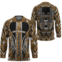 Aotearoa Kati Mamoe Hockey Jersey Maori Brown Tribal Paua Shell Pattern DT05 - Polynesian Pride