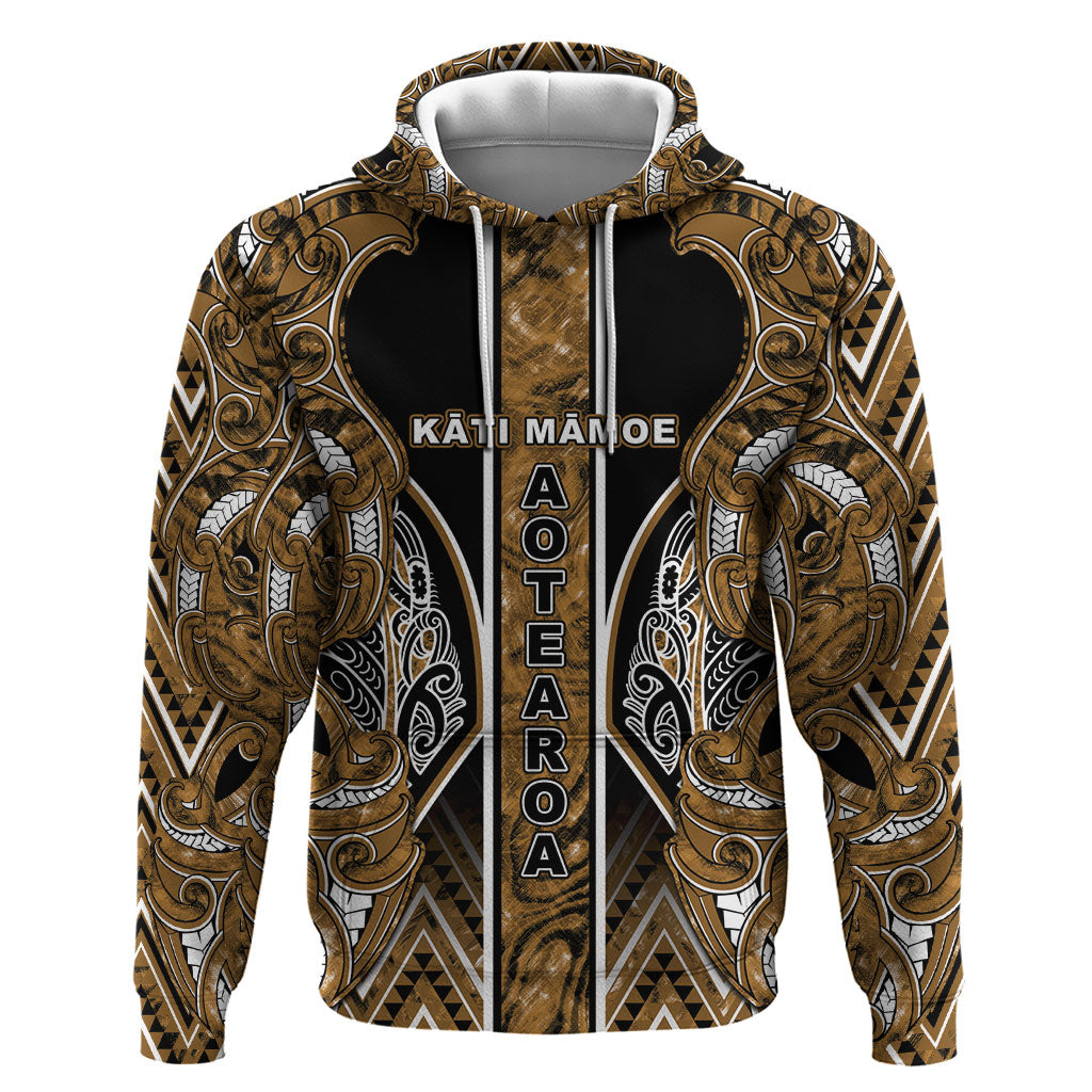 Aotearoa Kati Mamoe Hoodie Maori Brown Tribal Paua Shell Pattern DT05 Pullover Hoodie Brown - Polynesian Pride