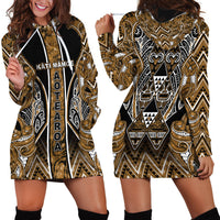 Aotearoa Kati Mamoe Hoodie Dress Maori Brown Tribal Paua Shell Pattern DT05 - Polynesian Pride