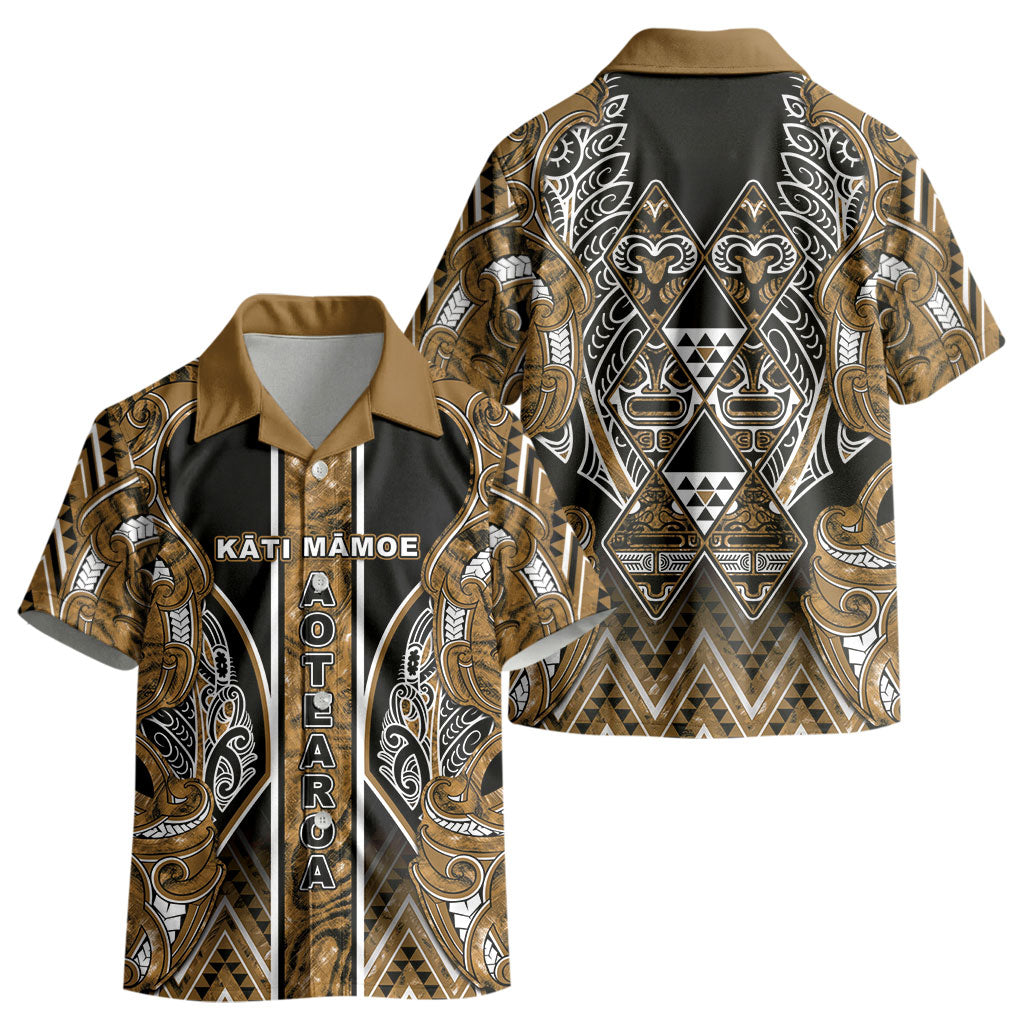 Aotearoa Kati Mamoe Kid Hawaiian Shirt Maori Brown Tribal Paua Shell Pattern DT05 - Polynesian Pride