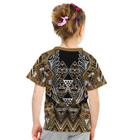 Aotearoa Kati Mamoe Kid T Shirt Maori Brown Tribal Paua Shell Pattern DT05 - Polynesian Pride