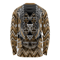 Aotearoa Kati Mamoe Long Sleeve Shirt Maori Brown Tribal Paua Shell Pattern DT05 - Polynesian Pride