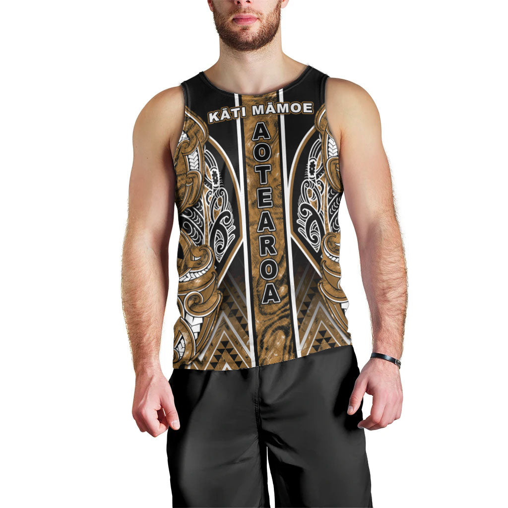 Aotearoa Kati Mamoe Men Tank Top Maori Brown Tribal Paua Shell Pattern DT05 - Polynesian Pride