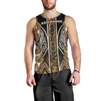 Aotearoa Kati Mamoe Men Tank Top Maori Brown Tribal Paua Shell Pattern DT05 - Polynesian Pride