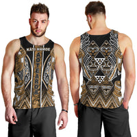 Aotearoa Kati Mamoe Men Tank Top Maori Brown Tribal Paua Shell Pattern DT05 - Polynesian Pride