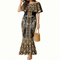 Aotearoa Kati Mamoe Mermaid Dress Maori Brown Tribal Paua Shell Pattern DT05 Women Brown - Polynesian Pride