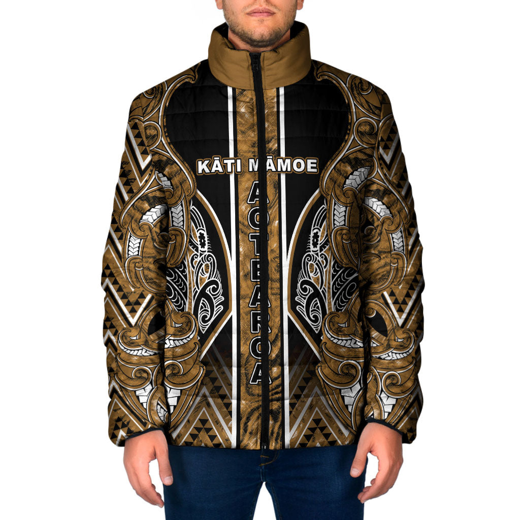 Aotearoa Kati Mamoe Padded Jacket Maori Brown Tribal Paua Shell Pattern DT05 Men Brown - Polynesian Pride