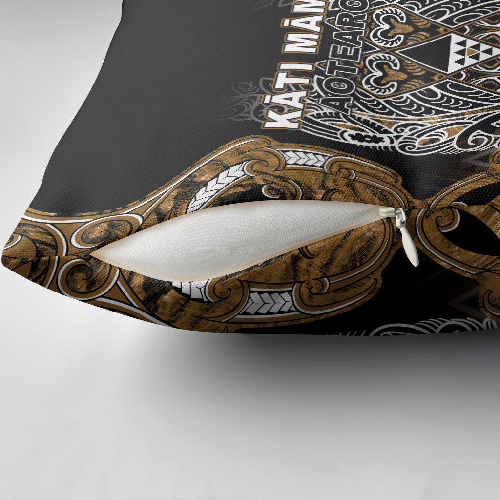 Aotearoa Kati Mamoe Pillow Cover Maori Brown Tribal Paua Shell Pattern DT05 - Polynesian Pride