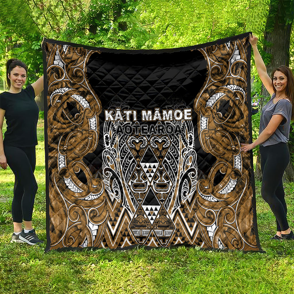 Aotearoa Kati Mamoe Quilt Maori Brown Tribal Paua Shell Pattern DT05 - Polynesian Pride
