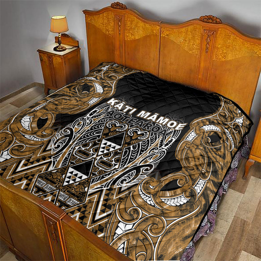 Aotearoa Kati Mamoe Quilt Maori Brown Tribal Paua Shell Pattern DT05 - Polynesian Pride