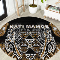 Aotearoa Kati Mamoe Round Carpet Maori Brown Tribal Paua Shell Pattern DT05 Brown - Polynesian Pride