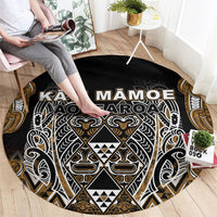 Aotearoa Kati Mamoe Round Carpet Maori Brown Tribal Paua Shell Pattern DT05 - Polynesian Pride