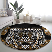Aotearoa Kati Mamoe Round Carpet Maori Brown Tribal Paua Shell Pattern DT05 - Polynesian Pride