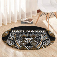 Aotearoa Kati Mamoe Round Carpet Maori Brown Tribal Paua Shell Pattern DT05 - Polynesian Pride