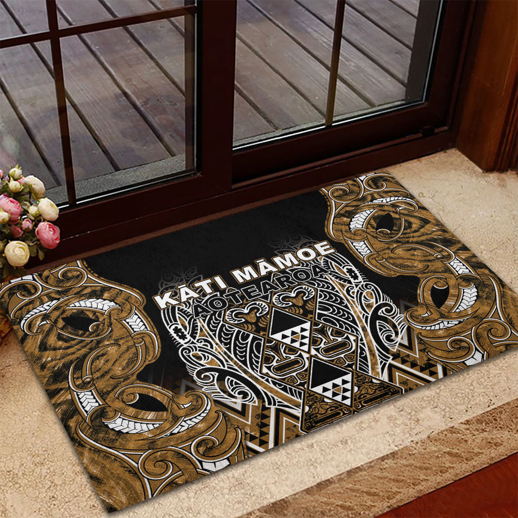 Aotearoa Kati Mamoe Rubber Doormat Maori Brown Tribal Paua Shell Pattern DT05 - Polynesian Pride