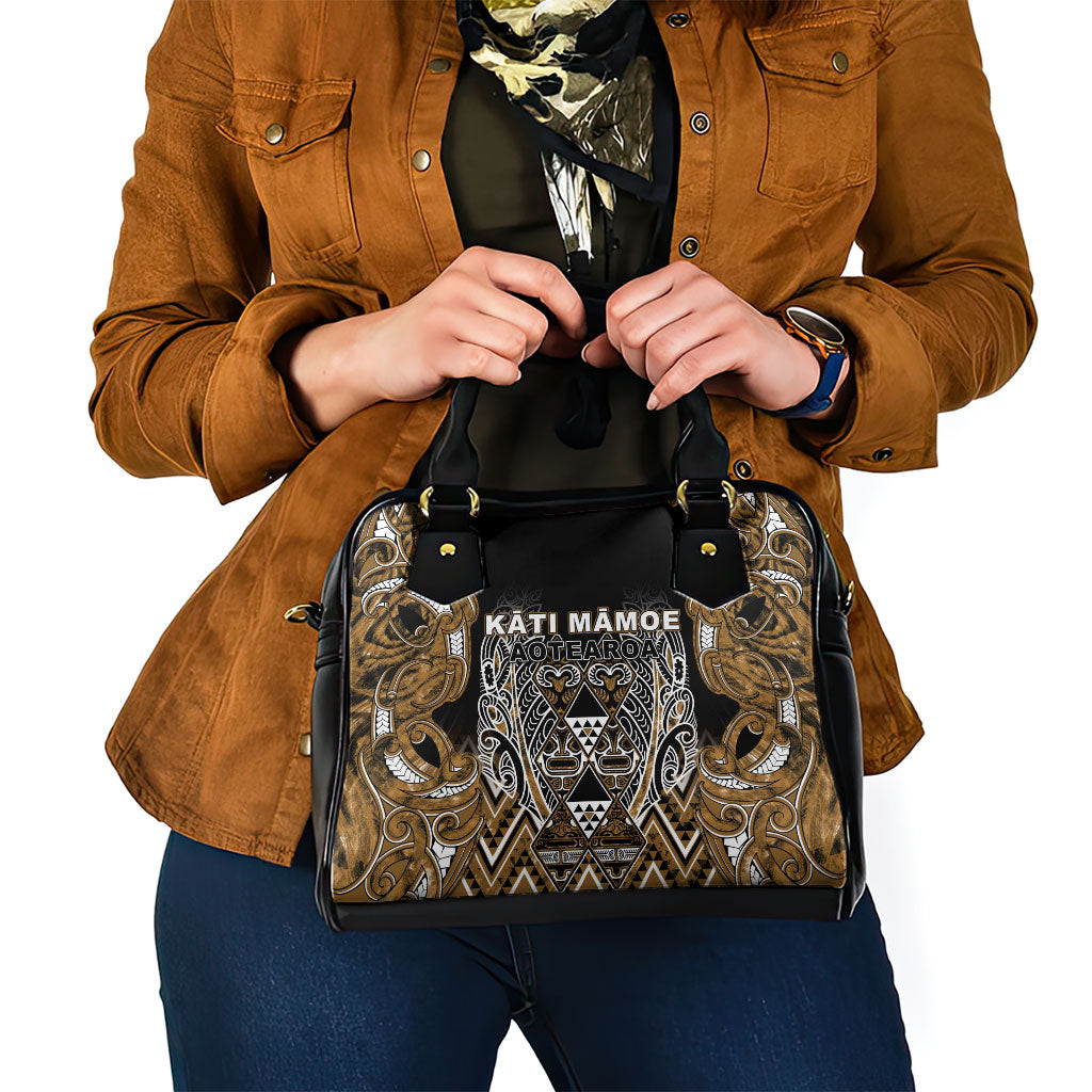 Aotearoa Kati Mamoe Shoulder Handbag Maori Brown Tribal Paua Shell Pattern DT05 - Polynesian Pride