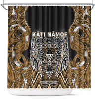 Aotearoa Kati Mamoe Shower Curtain Maori Brown Tribal Paua Shell Pattern DT05 Brown - Polynesian Pride