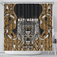Aotearoa Kati Mamoe Shower Curtain Maori Brown Tribal Paua Shell Pattern DT05 - Polynesian Pride