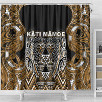 Aotearoa Kati Mamoe Shower Curtain Maori Brown Tribal Paua Shell Pattern DT05 - Polynesian Pride